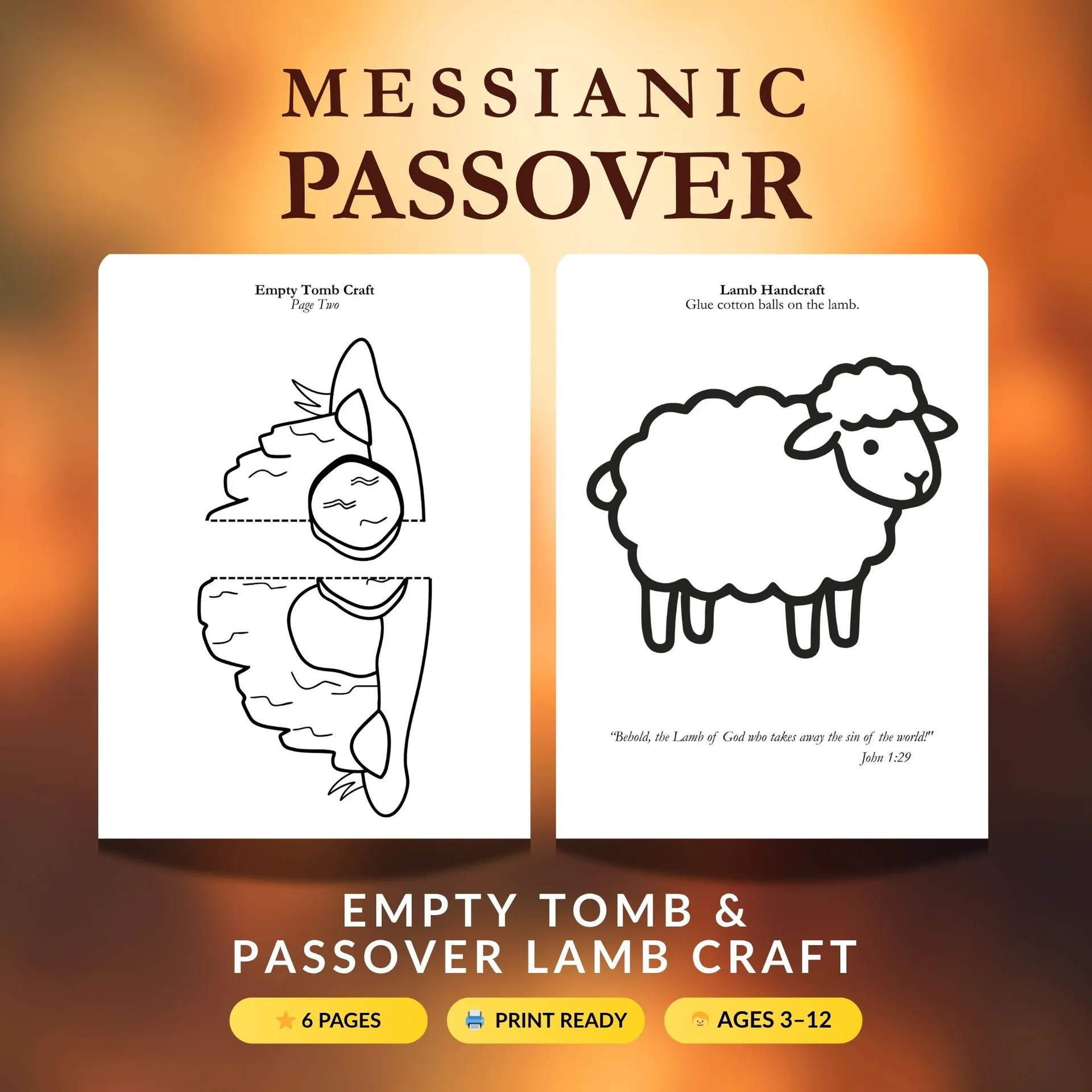 Empty Tomb and Passover Lamb paper craft for kids