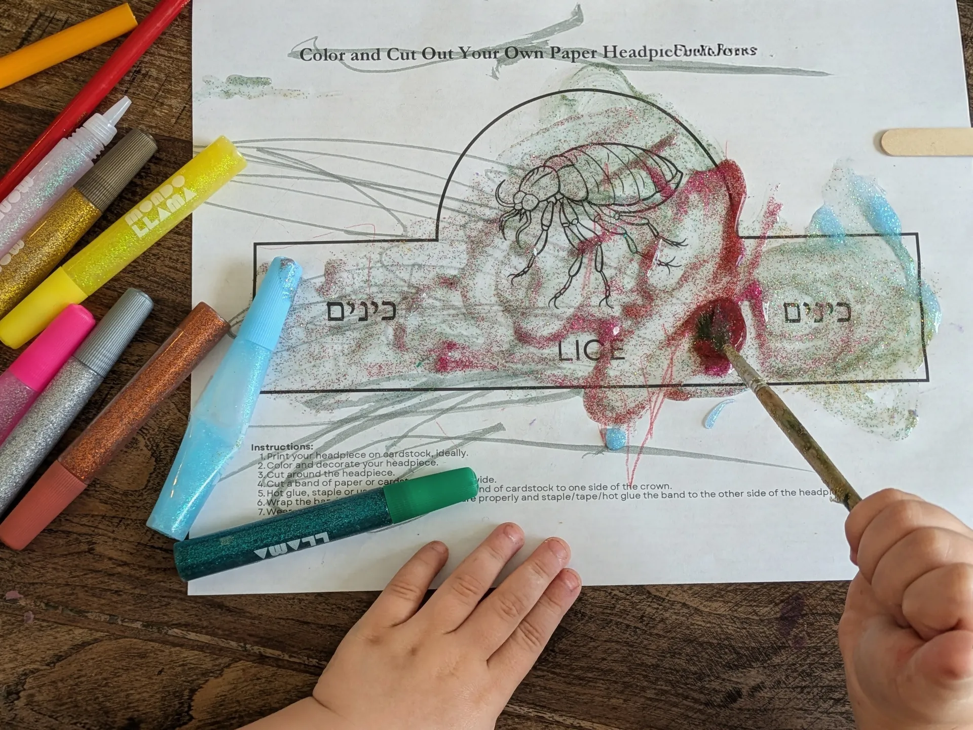 Printable plague headband pages showing frogs, darkness, and other plagues