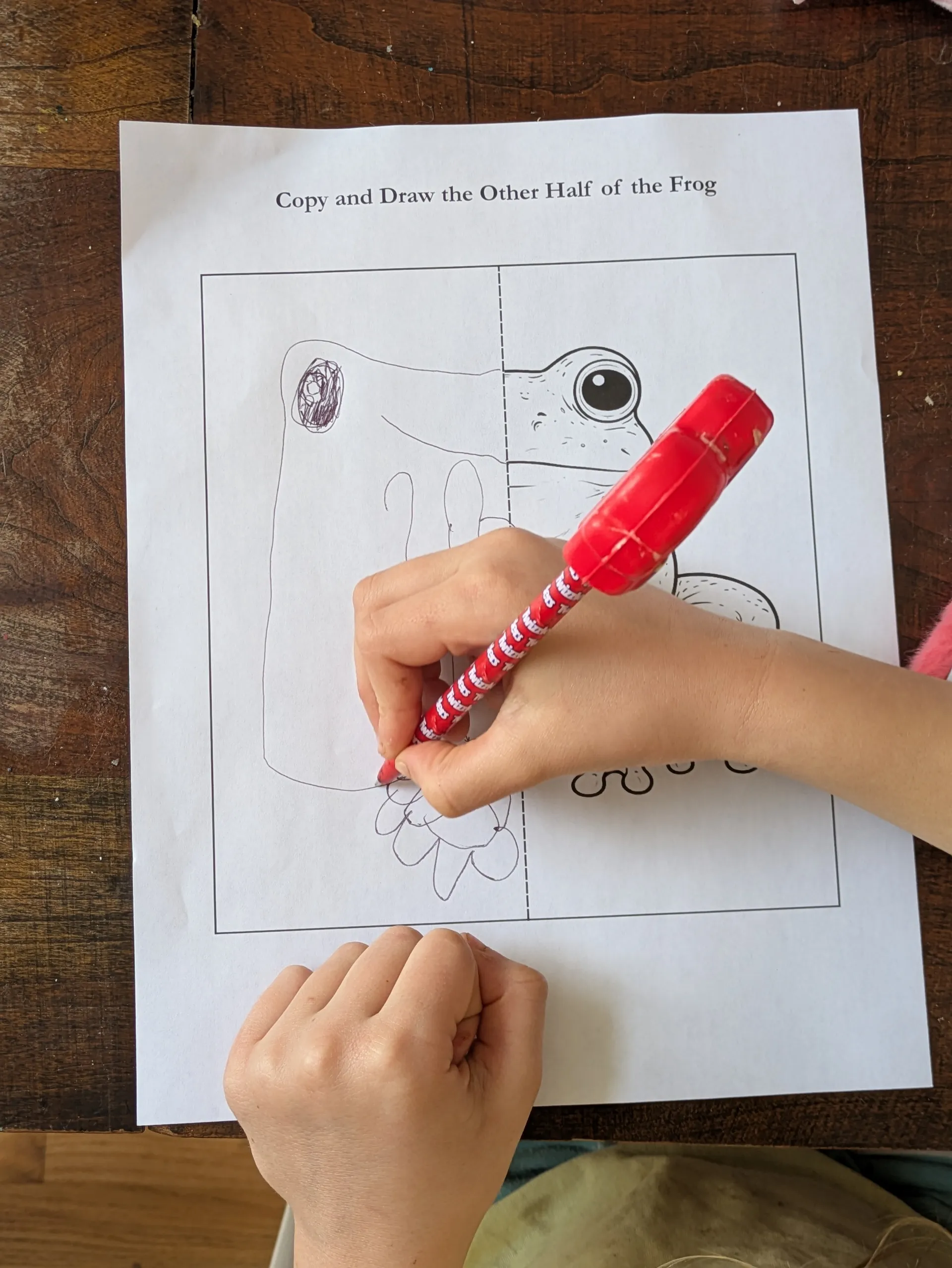 Mirror image drawing activity page from the Passover Exodus story