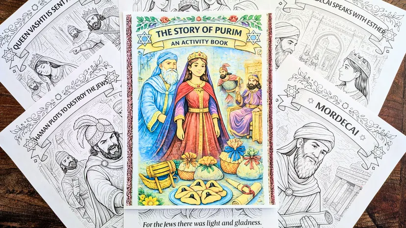 The Story of Purim coloring and activity book bundle